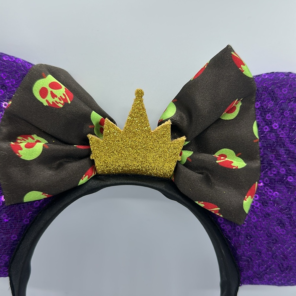 Disney villains Purple Sequin Kids Costume Headband with Gold Crown - Picture 2 of 6